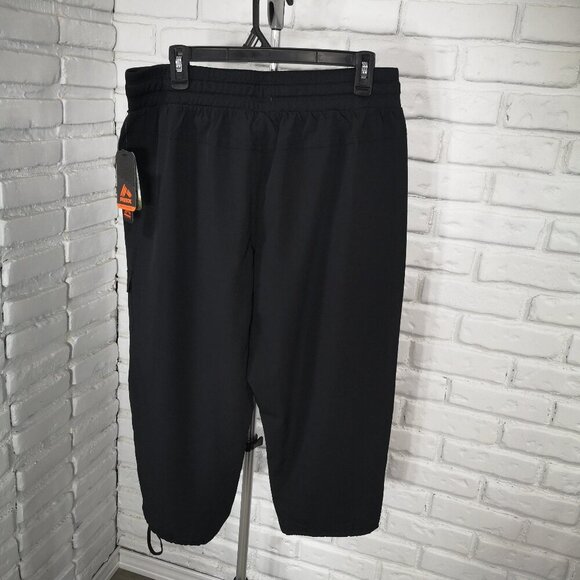 NWT Reebok Ladies Size Large Black Elastic & Tie Waist Active Capris - Picture 1 of 13